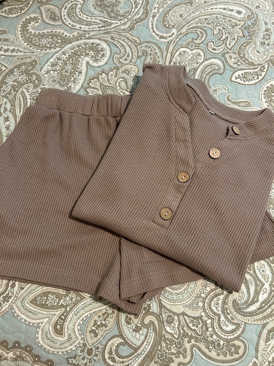 Other - Women's Two-Piece Waffle Knit Lounge Set - Taupe